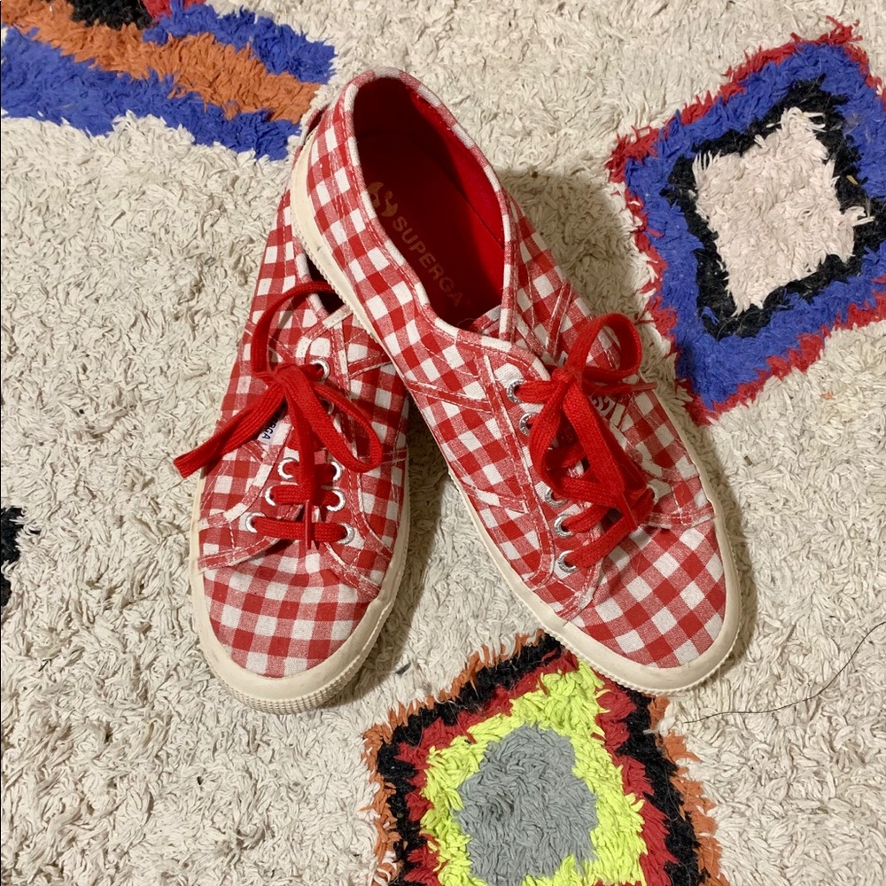 Superga red gingham sneakers